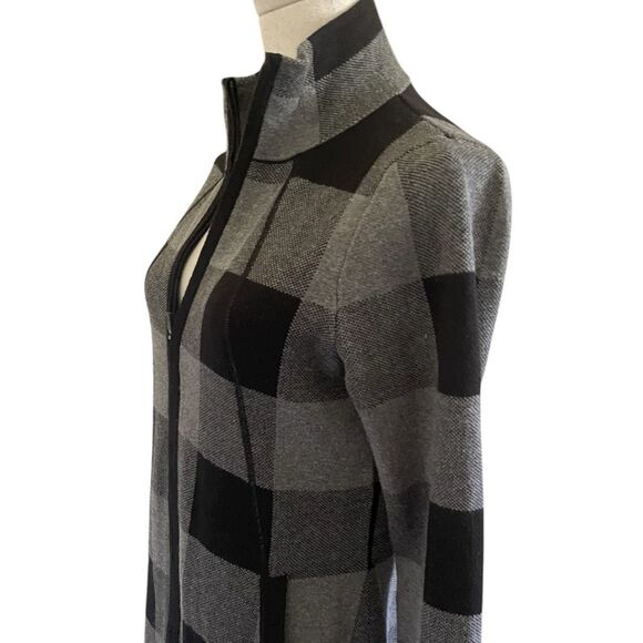 Adrienne Vitadinni Gray/Black Squares Zip Closure Jacket Size Medium - Picture 3 of 6
